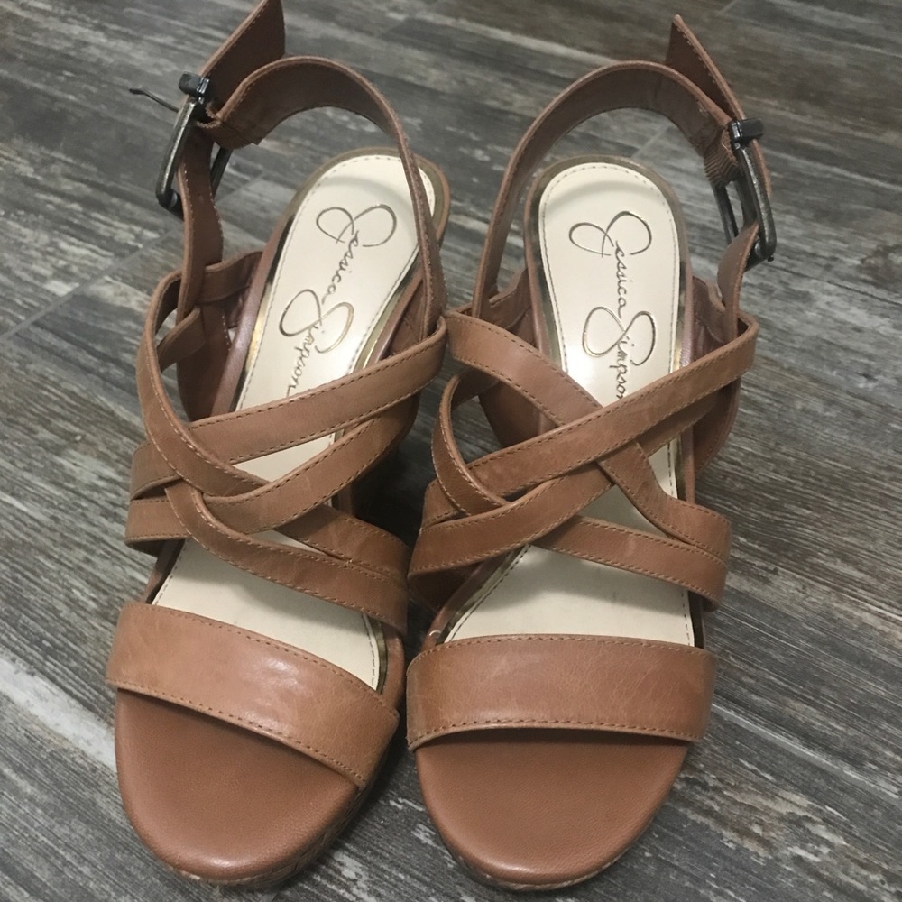 Jessica Simpson Size 7 Strappy Brown Wedges!!